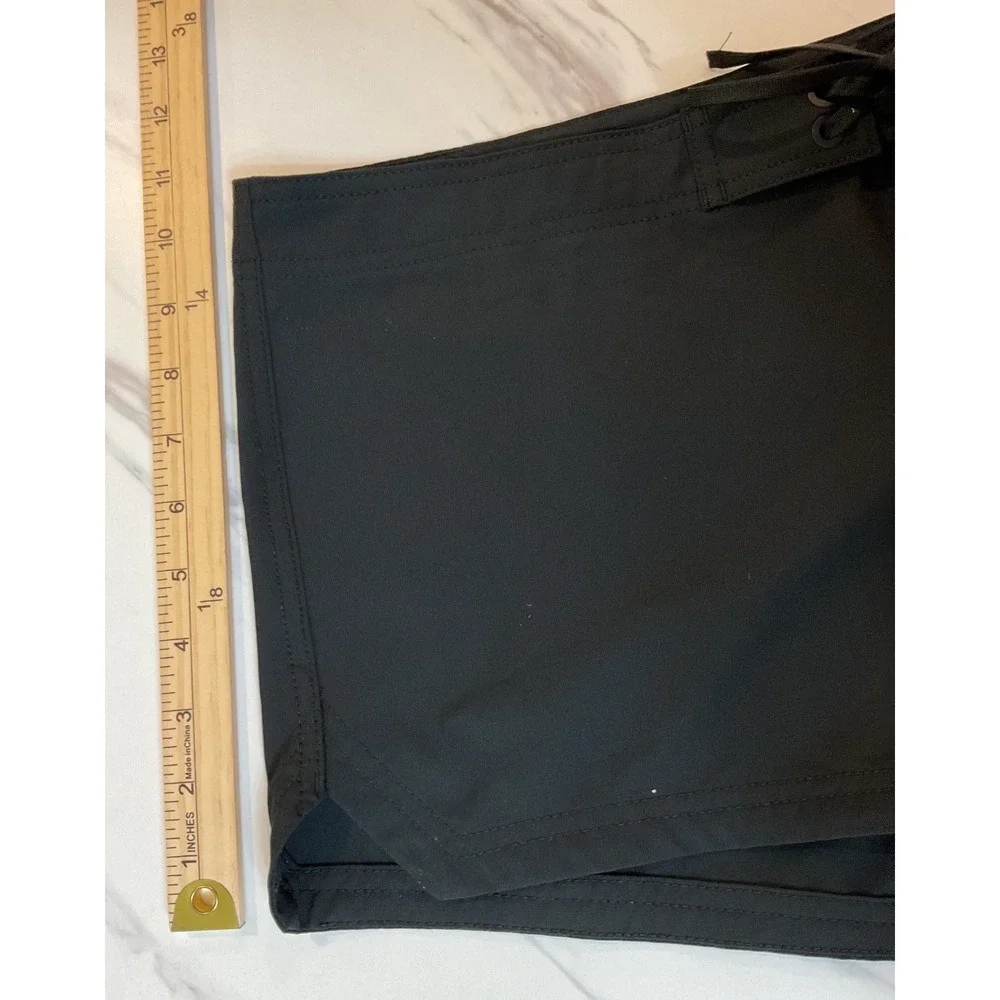 Roxy Womens Black Lace Up Board Shorts Swim Trunks Size XL Logo Patch